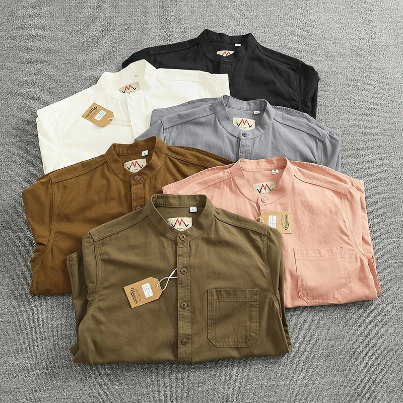 Gentleman stand collar cotton pullover