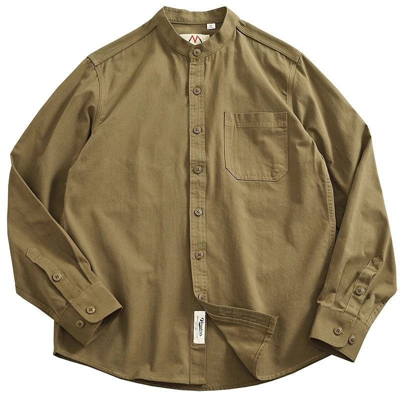 Gentleman stand collar cotton pullover