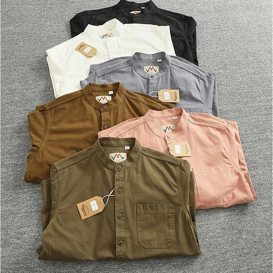 Gentleman stand collar cotton pullover