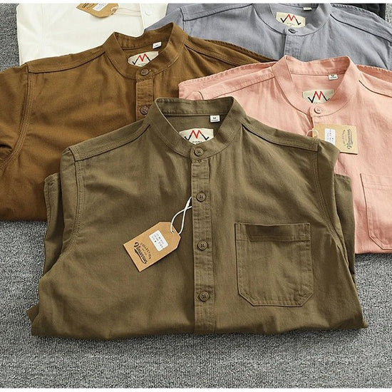 Gentleman stand collar cotton pullover