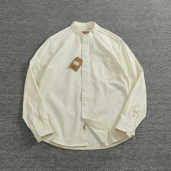 Gentleman stand collar cotton pullover