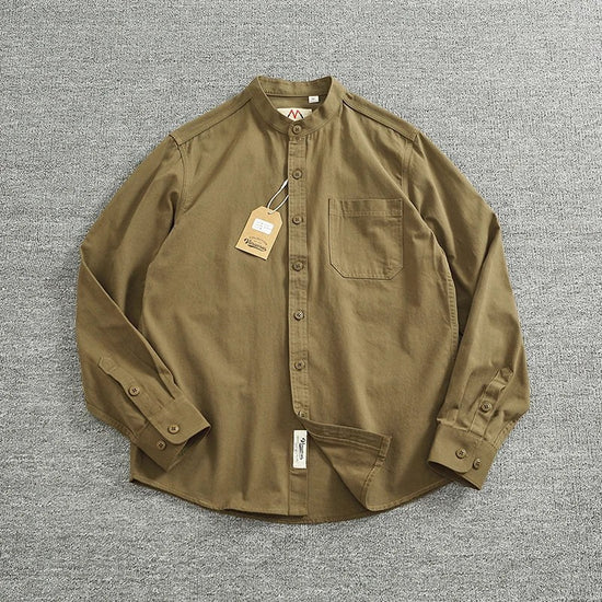 Gentleman stand collar cotton pullover