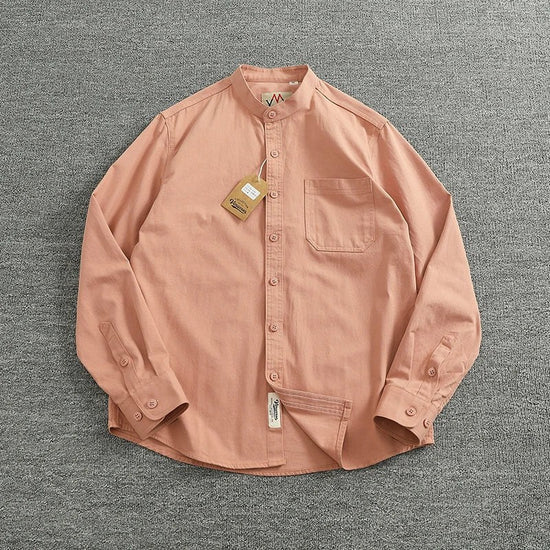 Gentleman stand collar cotton pullover
