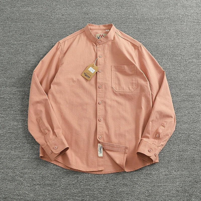 Gentleman stand collar cotton pullover