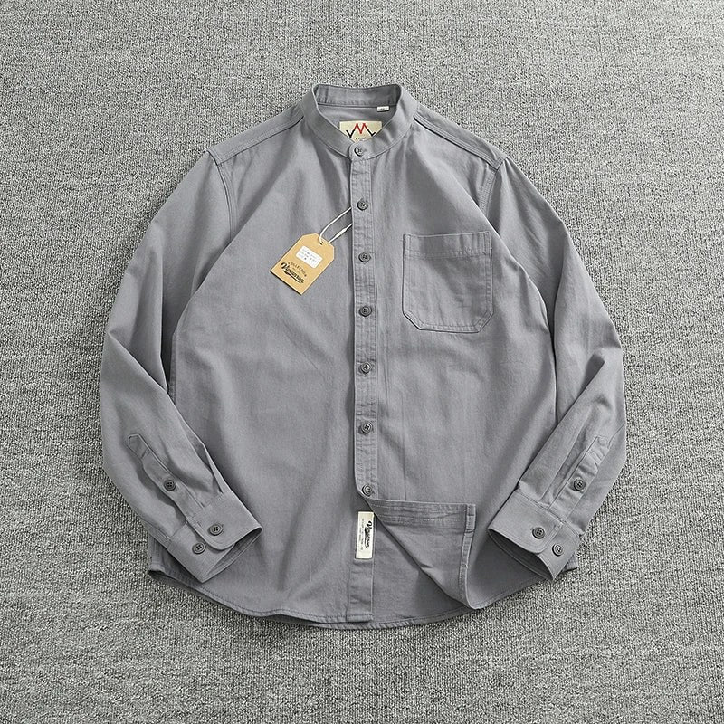 Gentleman stand collar cotton pullover