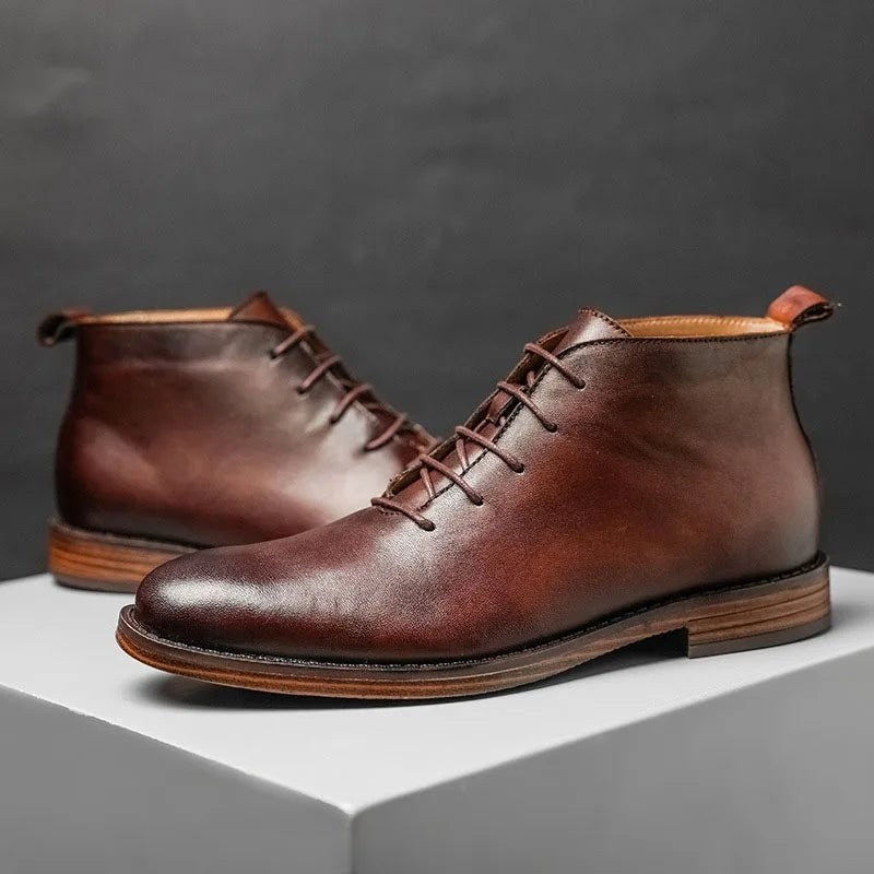 Genuine leather elegant ankle boots