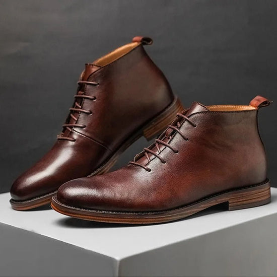 Genuine leather elegant ankle boots