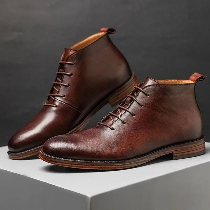 Genuine leather elegant ankle boots