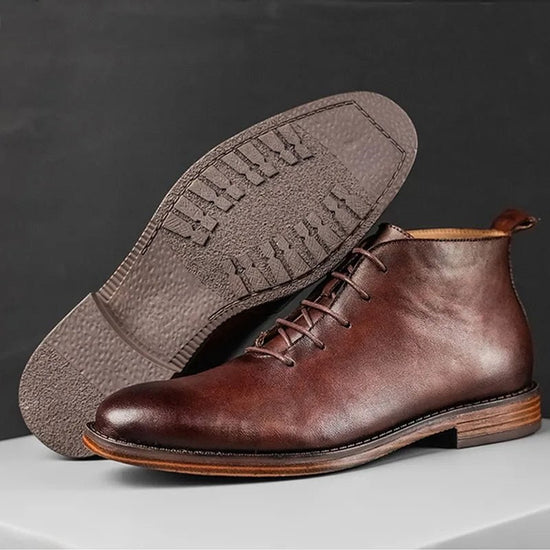Genuine leather elegant ankle boots