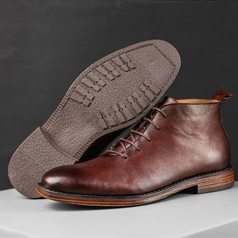 Genuine leather elegant ankle boots