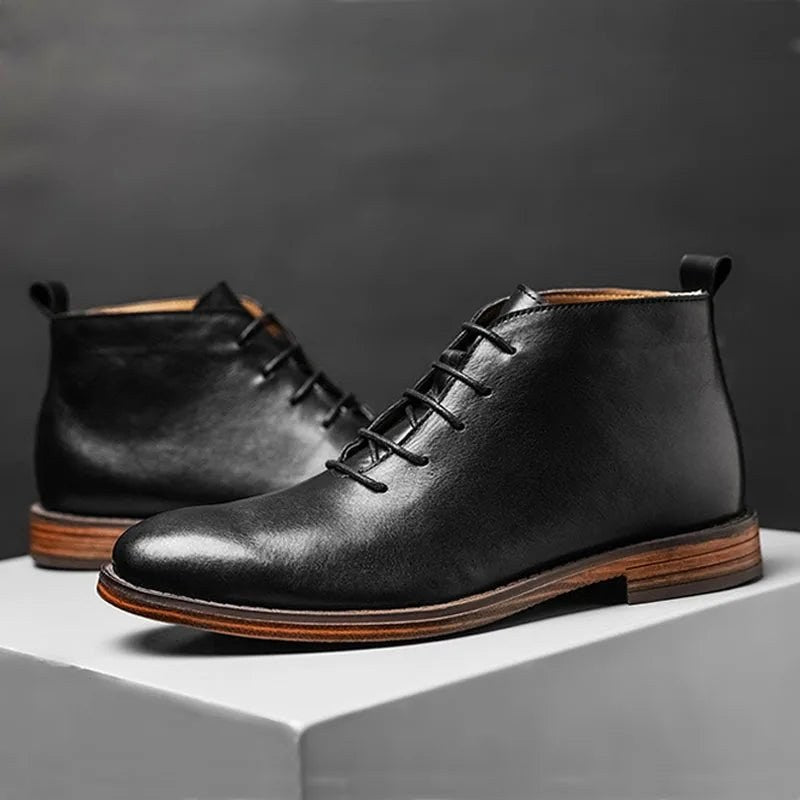 Genuine leather elegant ankle boots