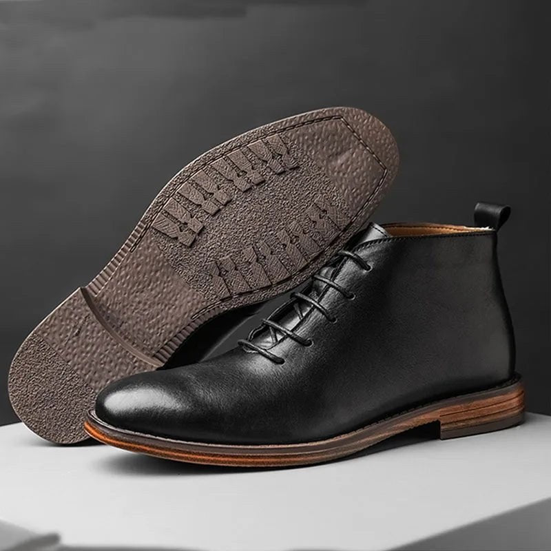 Genuine leather elegant ankle boots