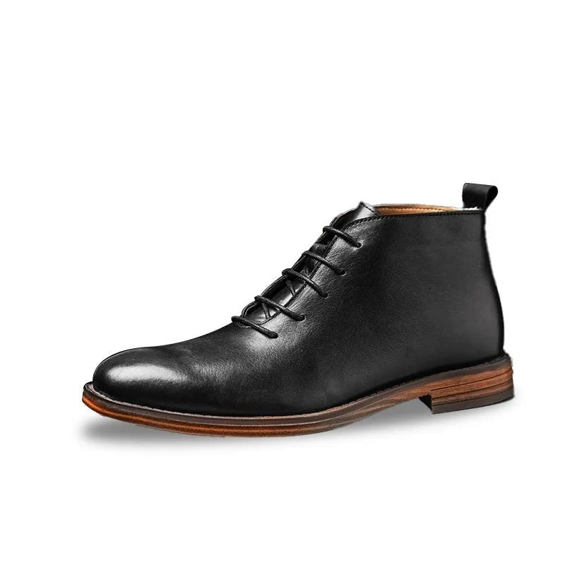 Genuine leather elegant ankle boots