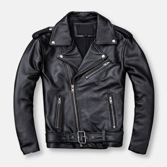 Genuine Leather Hooded Jacket