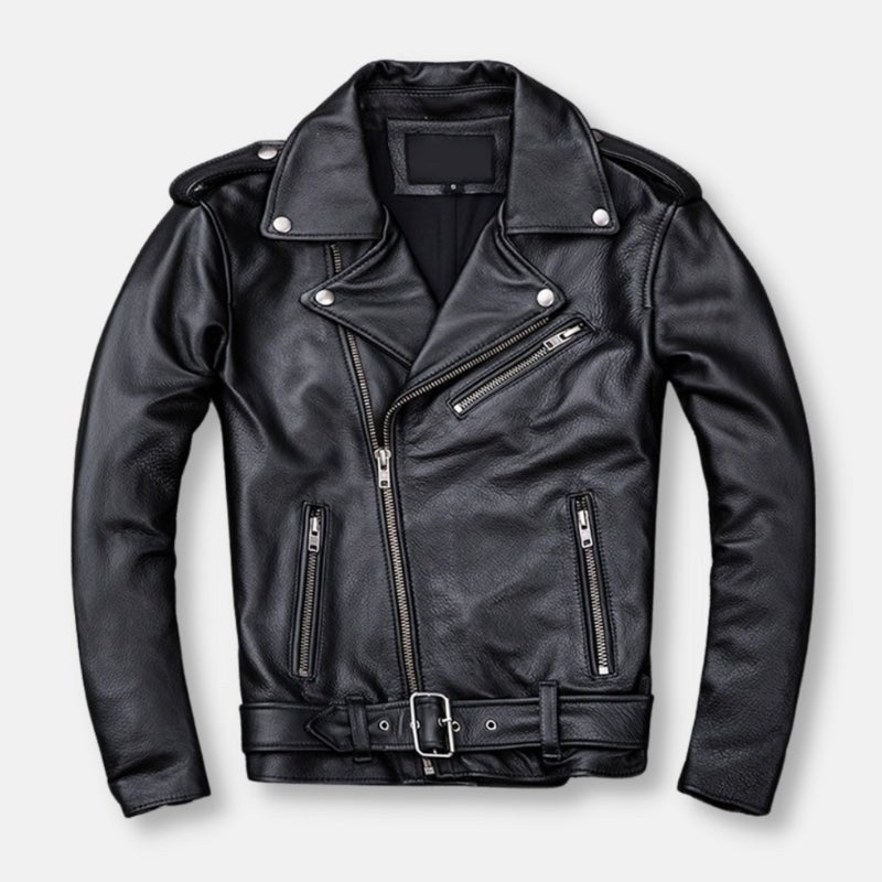 Genuine Leather Hooded Jacket