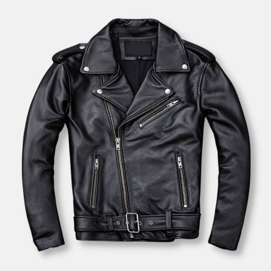 Genuine Leather Hooded Jacket