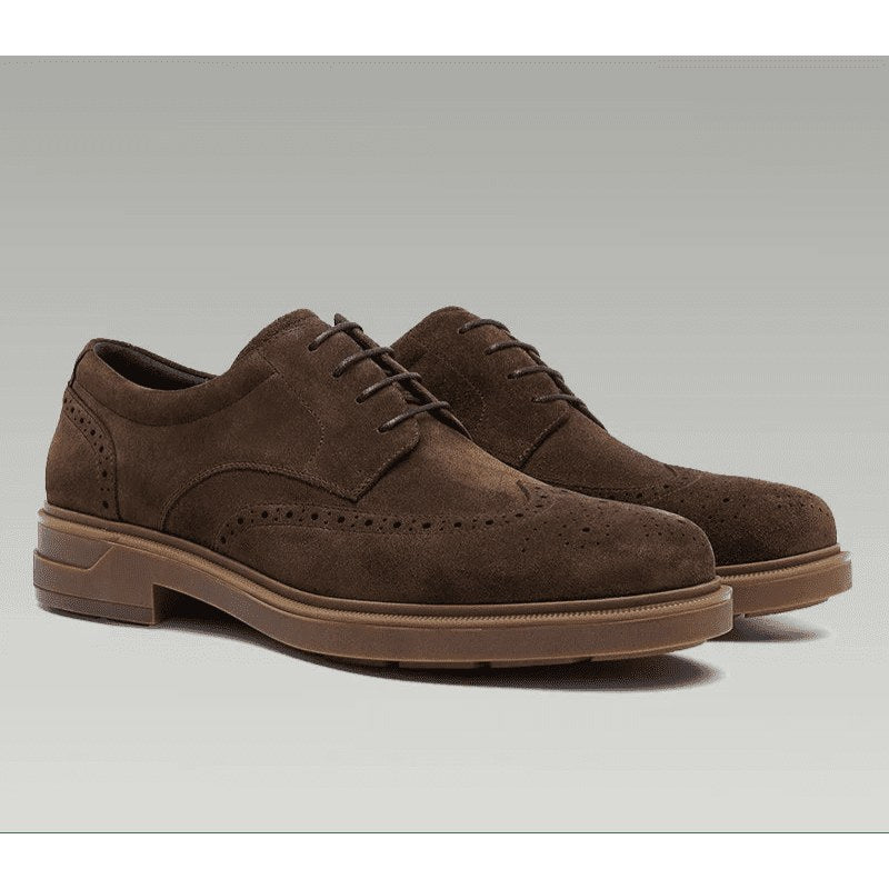Genuine suede cow leather derby shoes