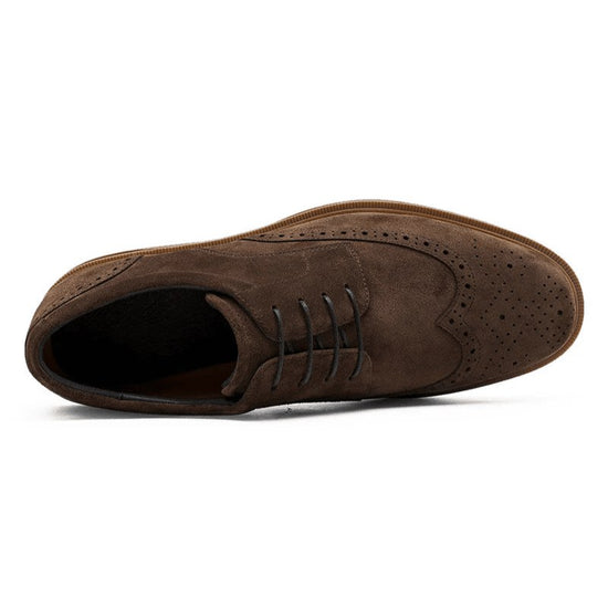 Genuine suede cow leather derby shoes