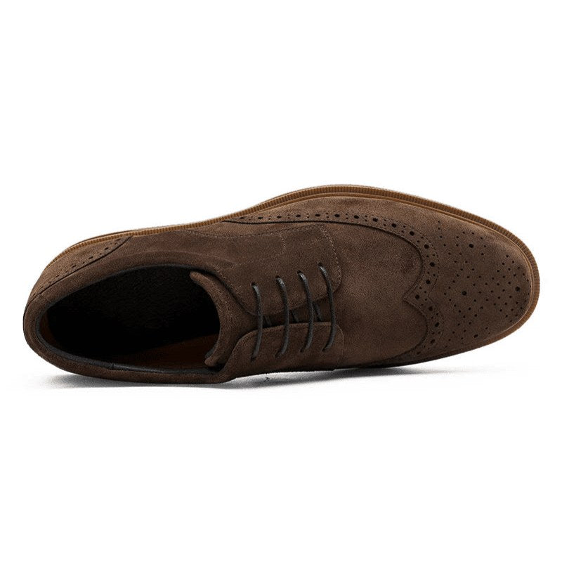 Genuine suede cow leather derby shoes