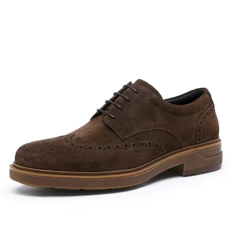 Genuine suede cow leather derby shoes