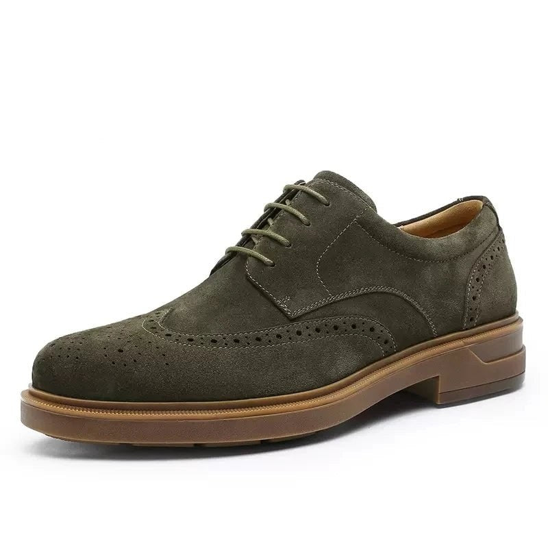 Genuine suede cow leather derby shoes