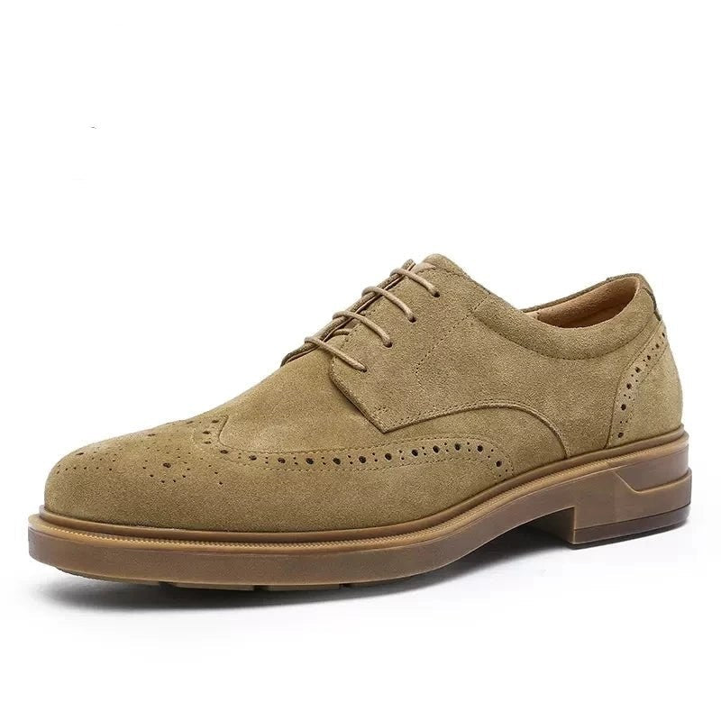 Genuine suede cow leather derby shoes