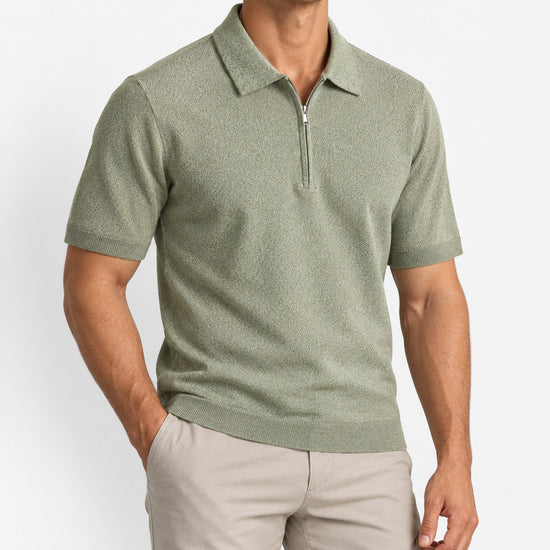 Half zip knit polo shirt