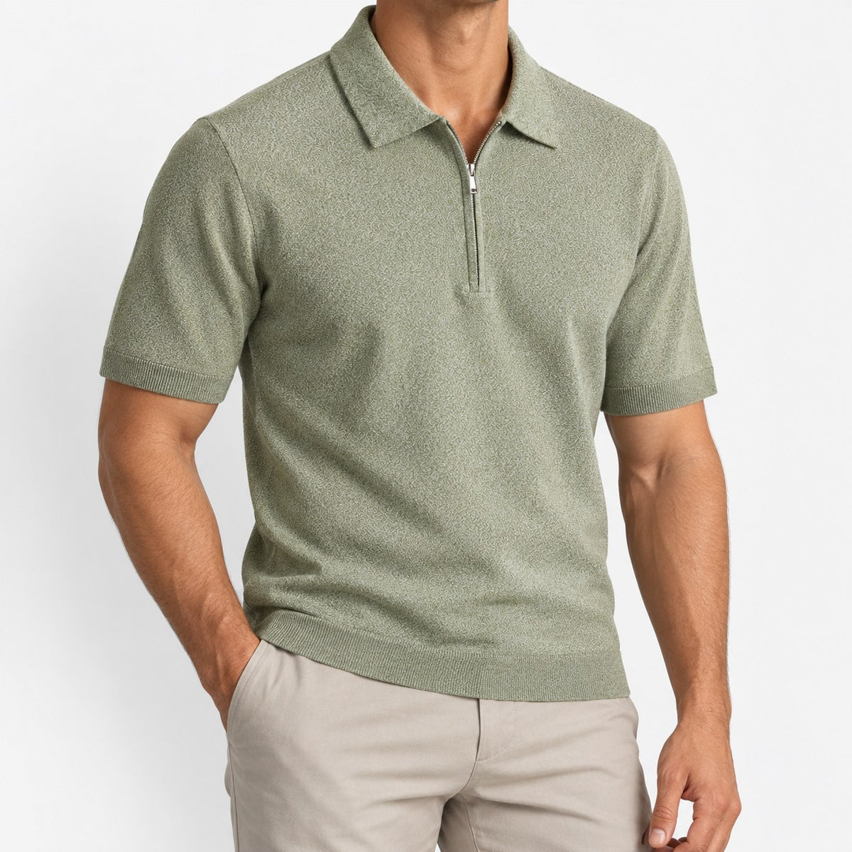 Half zip knit polo shirt