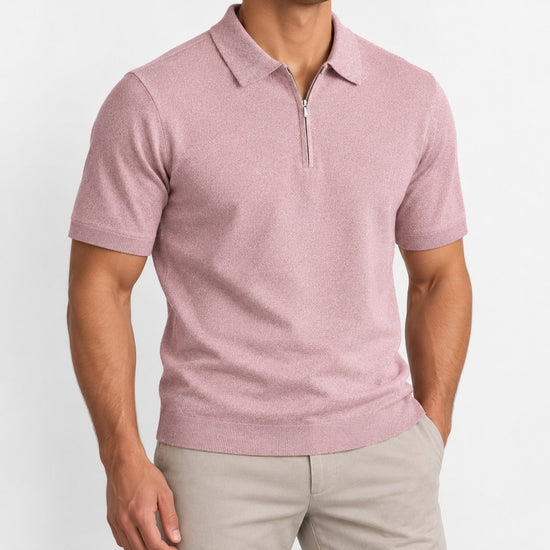 Half zip knit polo shirt
