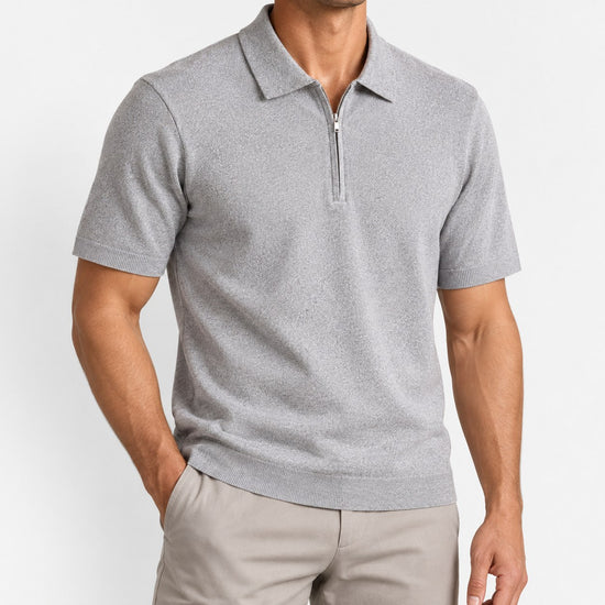 Half zip knit polo shirt