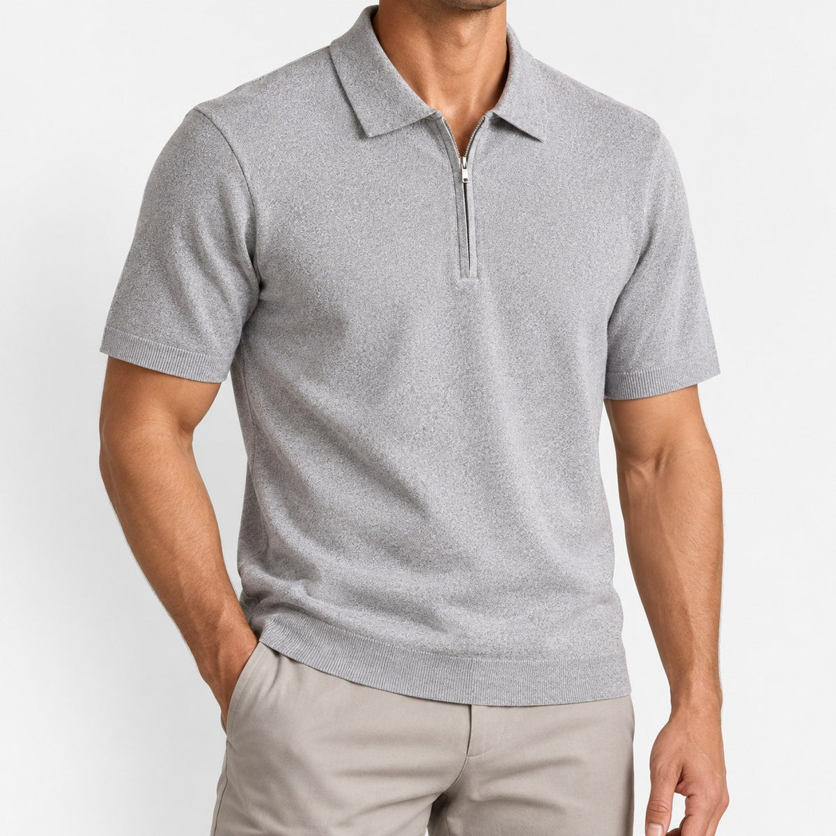 Half zip knit polo shirt
