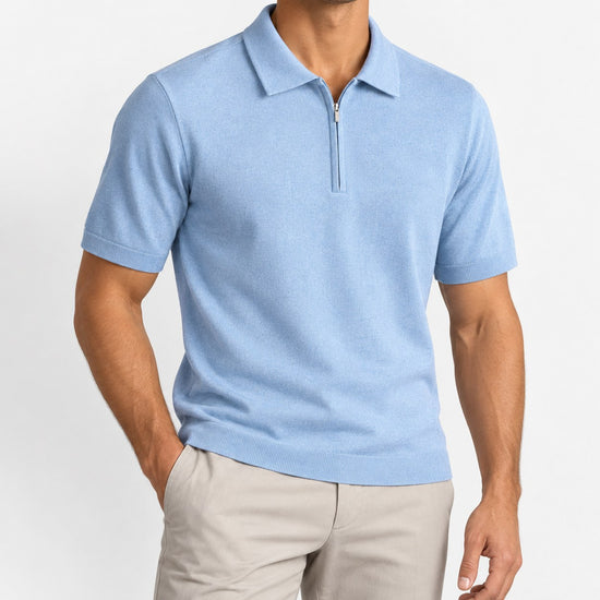Half zip knit polo shirt