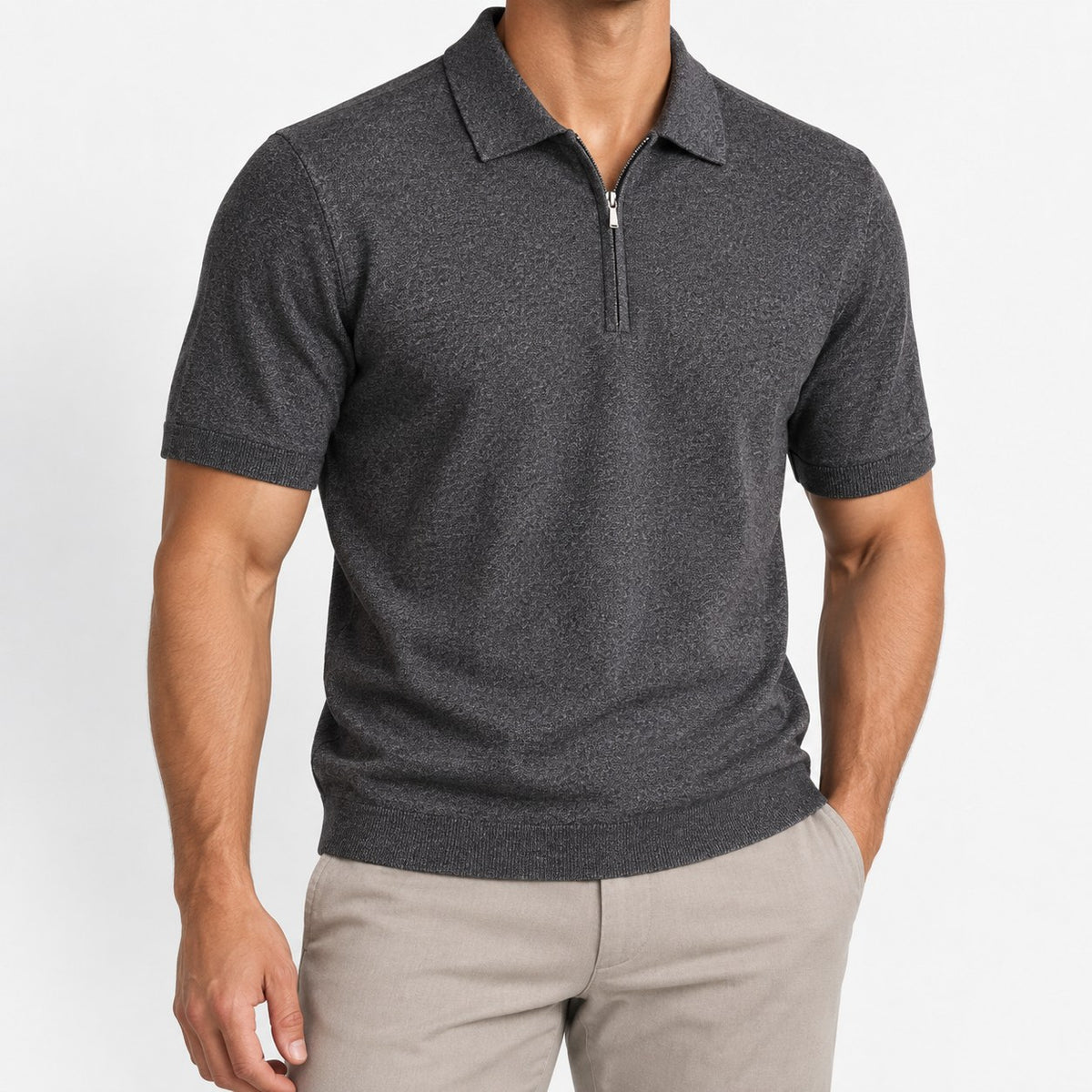 Half zip knit polo shirt