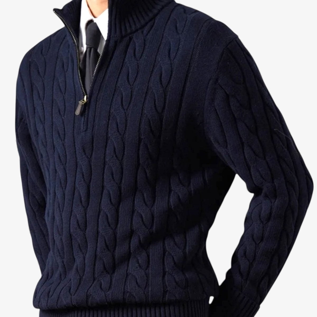 Half-zip long-staple cotton sweater