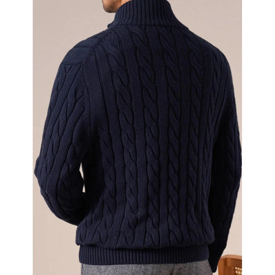 Half-zip long-staple cotton sweater