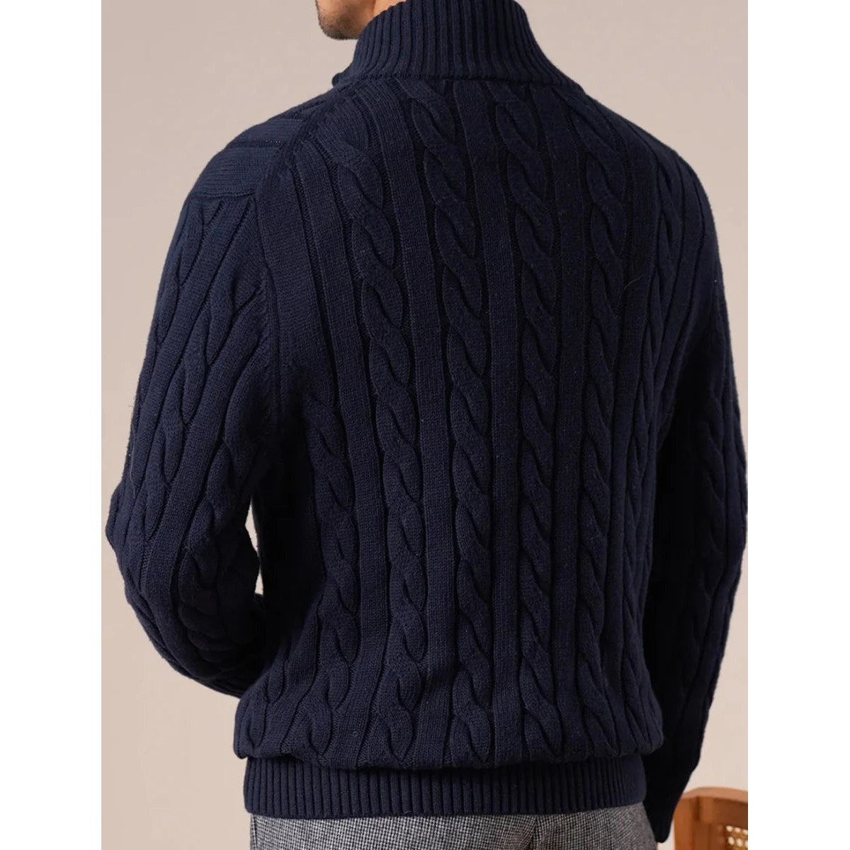 Half-zip long-staple cotton sweater