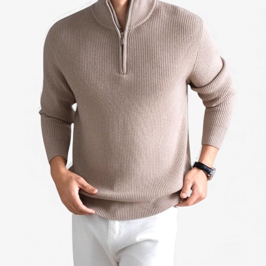 Heavyweight zip mockneck sweater