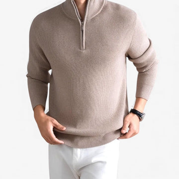 Heavyweight zip mockneck sweater