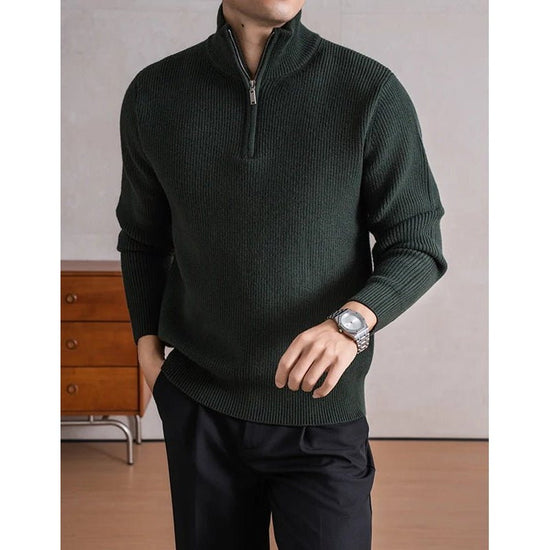 Heavyweight zip mockneck sweater