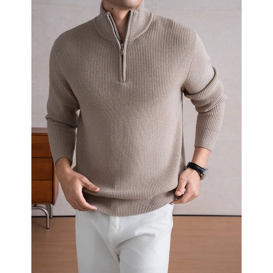 Heavyweight zip mockneck sweater