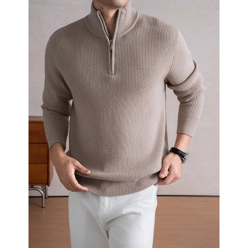 Heavyweight zip mockneck sweater