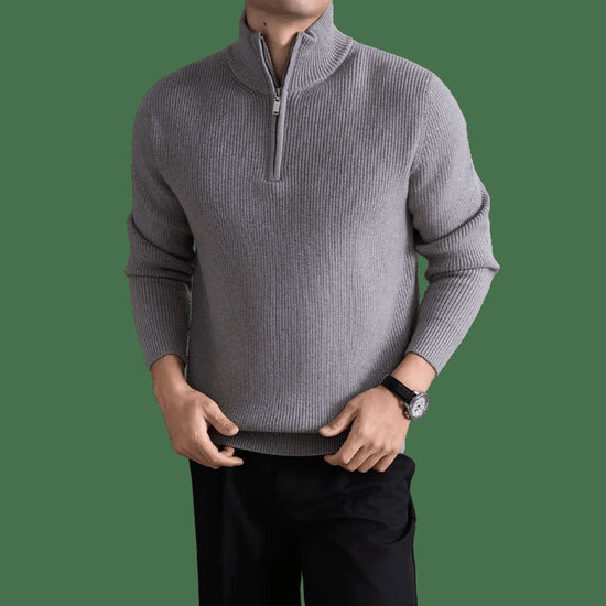 Heavyweight zip mockneck sweater