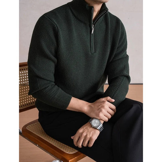 Heavyweight zip mockneck sweater