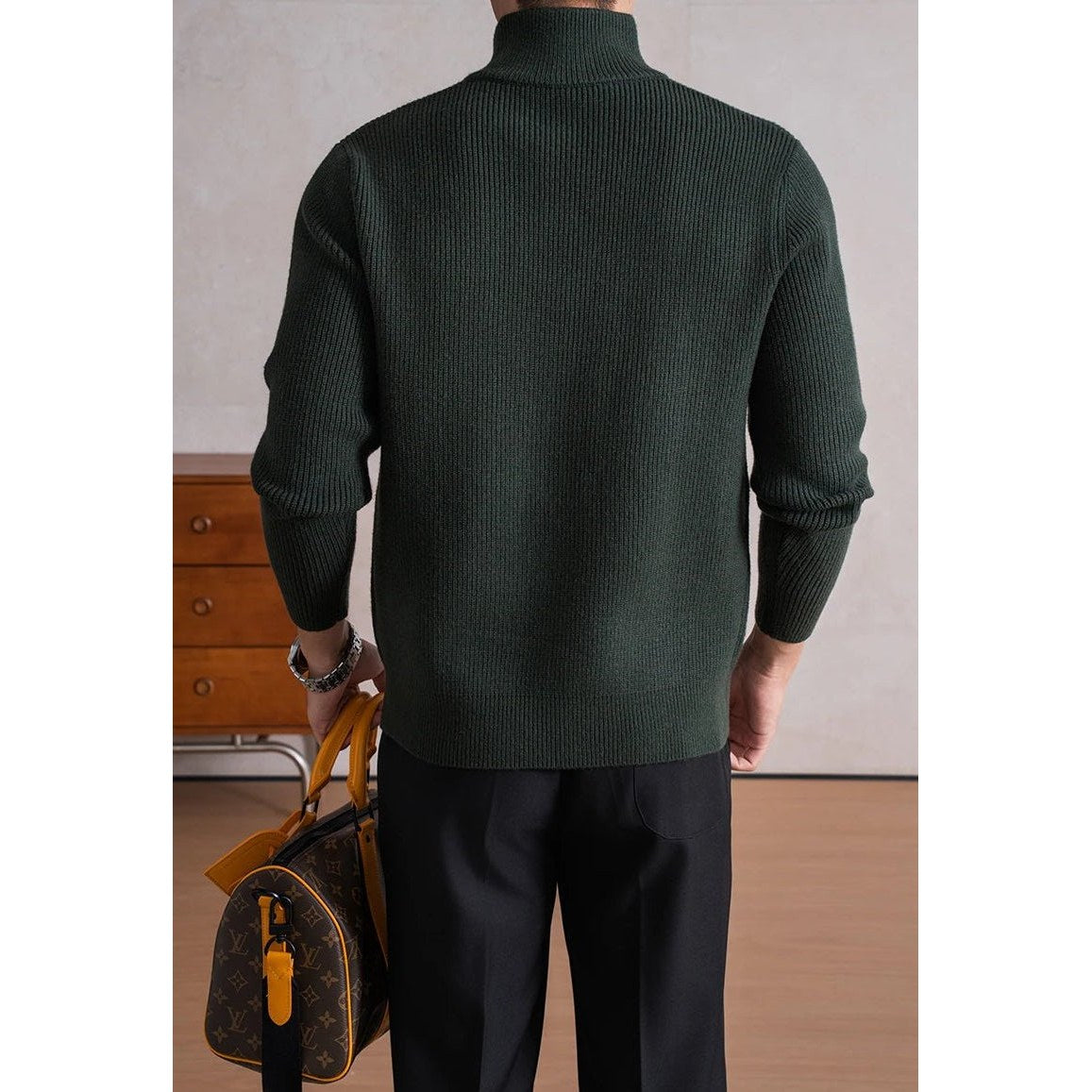 Heavyweight zip mockneck sweater