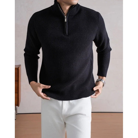 Heavyweight zip mockneck sweater