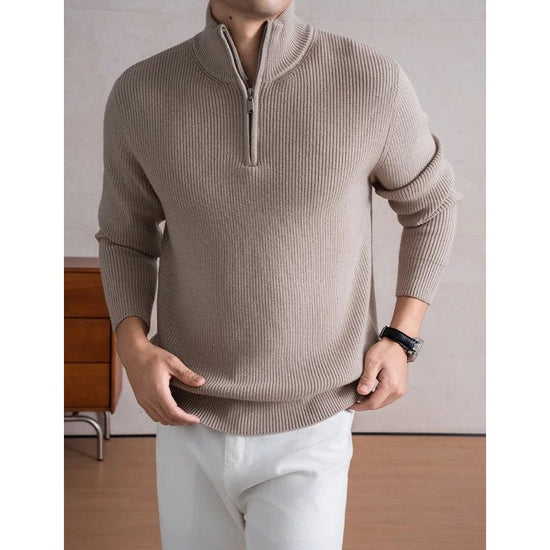Heavyweight zip mockneck sweater