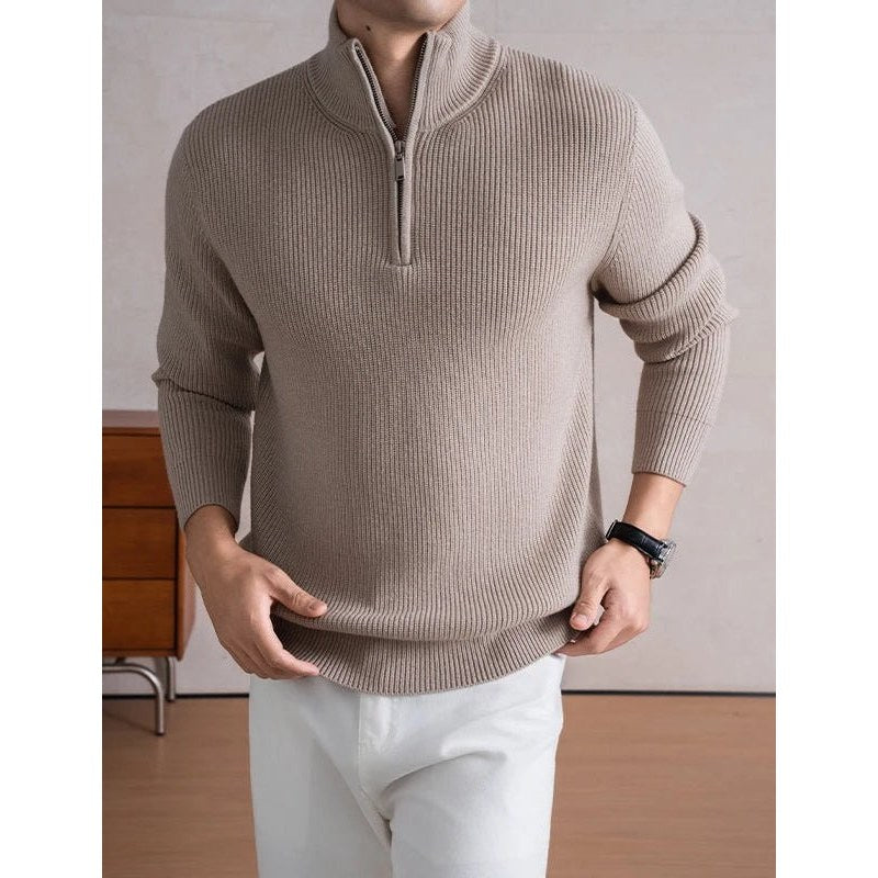 Heavyweight zip mockneck sweater