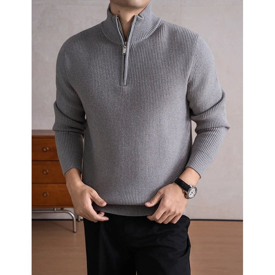 Heavyweight zip mockneck sweater