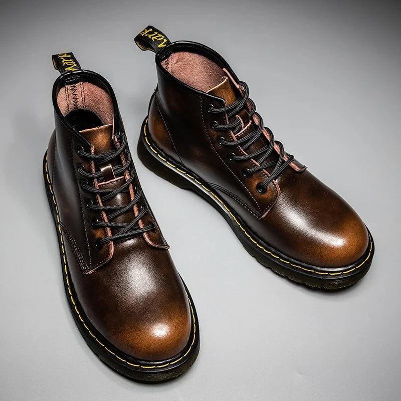 Heritage stitch ankle combat boot