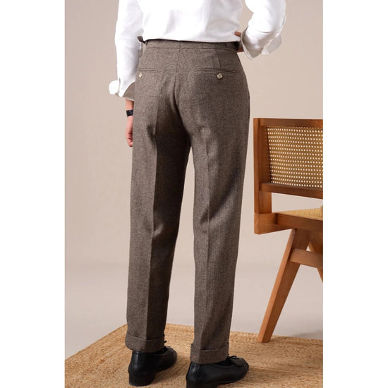 Herringbone wool-blend autumn trousers